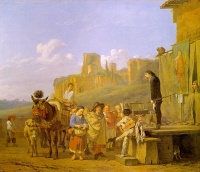 A Party of Charlatans in an Italian Landscape (1657) by Karel Dujardin