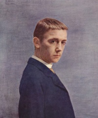 Self-Portrait at the Age of Twenty (1885) by Félix Vallotton  See anthropomorphism, earth, people, human nature, human condition 