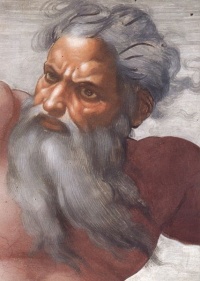 As depicted by Michelangelo, a version of the Ancient of Days