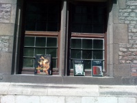 Three books in a window sill from the UA building in the Prinsstraat