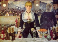 A Bar at the Folies-Bergère, painted and exhibited at the Paris Salon in 1882, was the last major work by French painter Édouard Manet before he died. It depicts a scene in the Folies Bergère nightclub in Paris, depicting a bar-girl, one of the demimondaine, standing before a mirror.