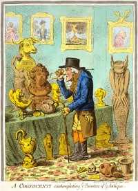 A Cognocenti contemplating ye Beauties of ye Antique (1801) by James Gillray