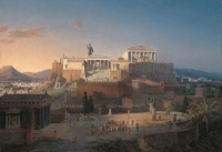 The Acropolis of Athens (1846) is a painting by Leo von Klenze of the Acropolis of Athens. It is an idealized reconstruction of the Acropolis and Areopagus in Athens