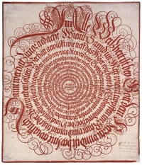 Alle Weissheit ist bey Gott dem Herrn... (1654), informal title of a calligraphy of the Sirach by an anonymous artist, an example of visual poetry 