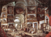  This page Simulacrum is part of the fact and fiction series. Illustration: Ancient Rome (1757) by Giovanni Paolo Panini, a painting depicting imaginary paintings of actual Roman antiquities.