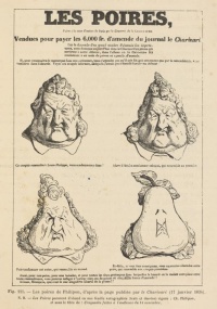 Les Poires (1834) by Daumier after the sketch of Philipon, see history of caricature