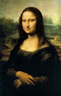 Mona Lisa gazing at her spectators