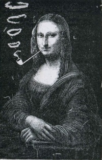 Mona Lisa Smoking a Pipe (1887) by Eugène Bataille is out of copyright and in the public domain