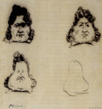 "La Métamorphose du roi Louis-Philippe en poire"  ("The Metamorphosis of King Louis-Philippe into a Pear") is a pen and bister-ink sketch by Charles Philipon