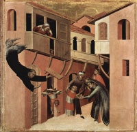 Agostino Novello saves a falling child c. 1328 Simone Martini, an example of art horror