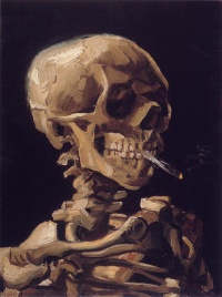 Skull of a Skeleton with Burning Cigarette (1886) by Vincent van Gogh
