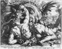 The Dragon Slaying the Companions of Cadmus 1588 by Hendrik Goltzius, after a painting of Cornelis van Haarlem