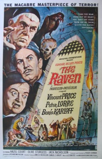 Poster for The Raven (1963), a horror movie. Horror aims to induce fear.
