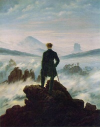 Wanderer above the Sea of Fog (1818) by Caspar David Friedrich illustrates a fear of heights
